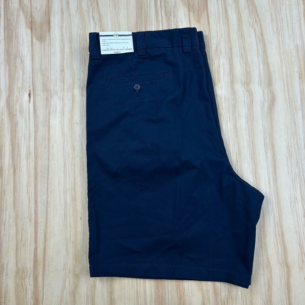 HB Pleated Waist Relaxer NEW Navy Blue Shorts Mens Size 46
